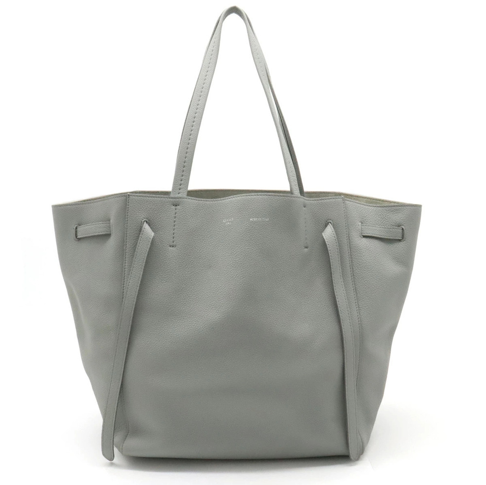 Celine Cabas Phantom Belt Tote Bag Shoulder Hobo Leather Blue Gray